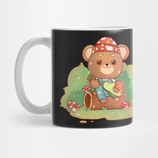 Camping teddy bear with mushrooms Mug